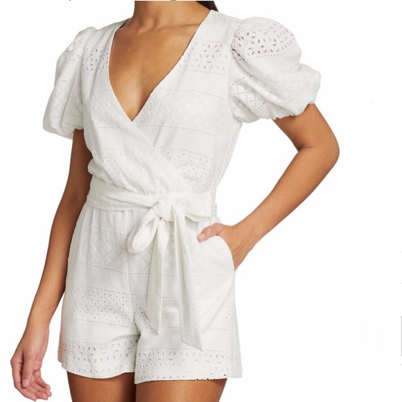 Alice + Olivia Pants - Alice + Olivia Paulina Eyelet Lace romper